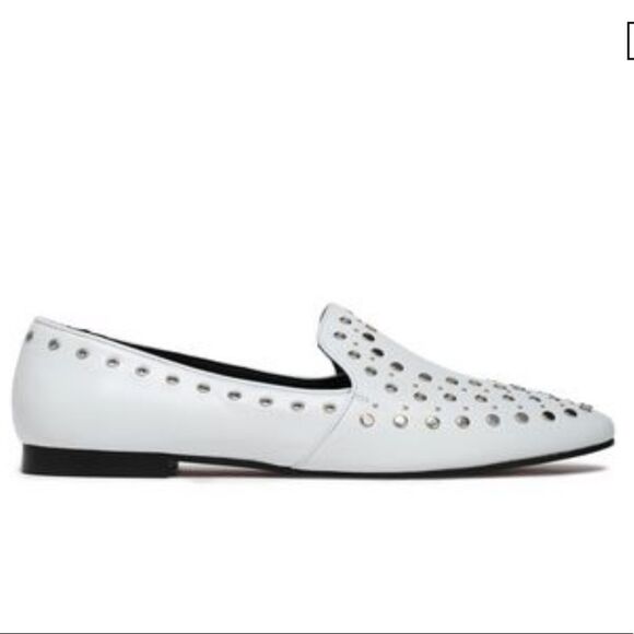 NEW Sandro Bary Studded Leather Loafers white 8 white - Picture 5 of 14